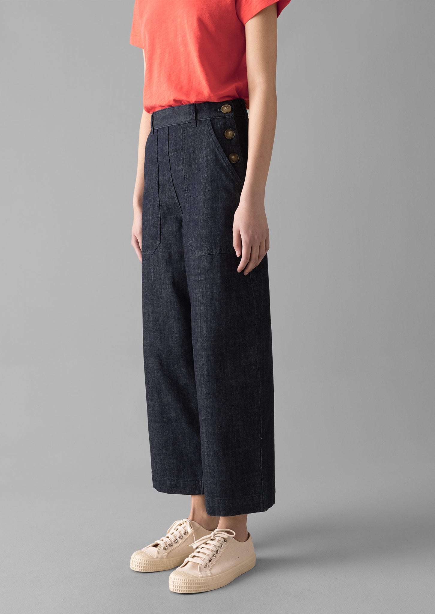 Annie Organic Denim Side Button Jeans | Indigo