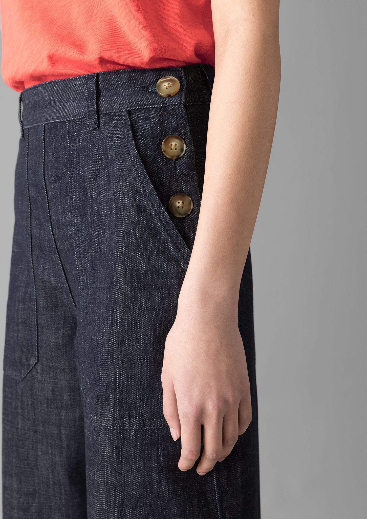 Annie Organic Denim Side Button Jeans | Indigo