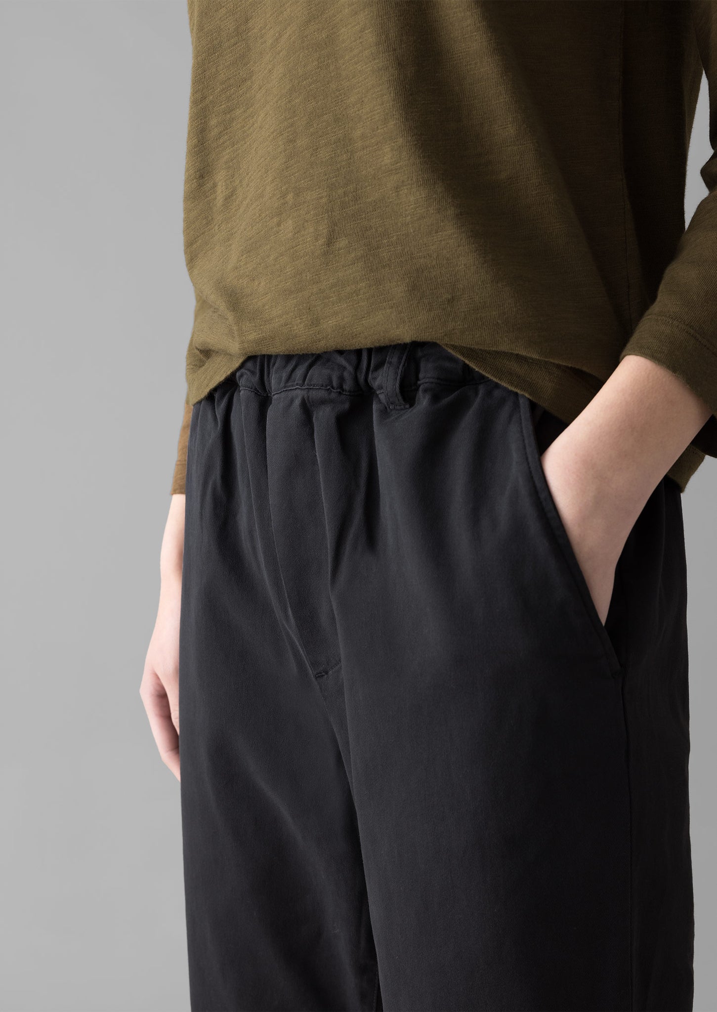 Gabi Cotton Pull On Trousers | Soft Black | TOAST