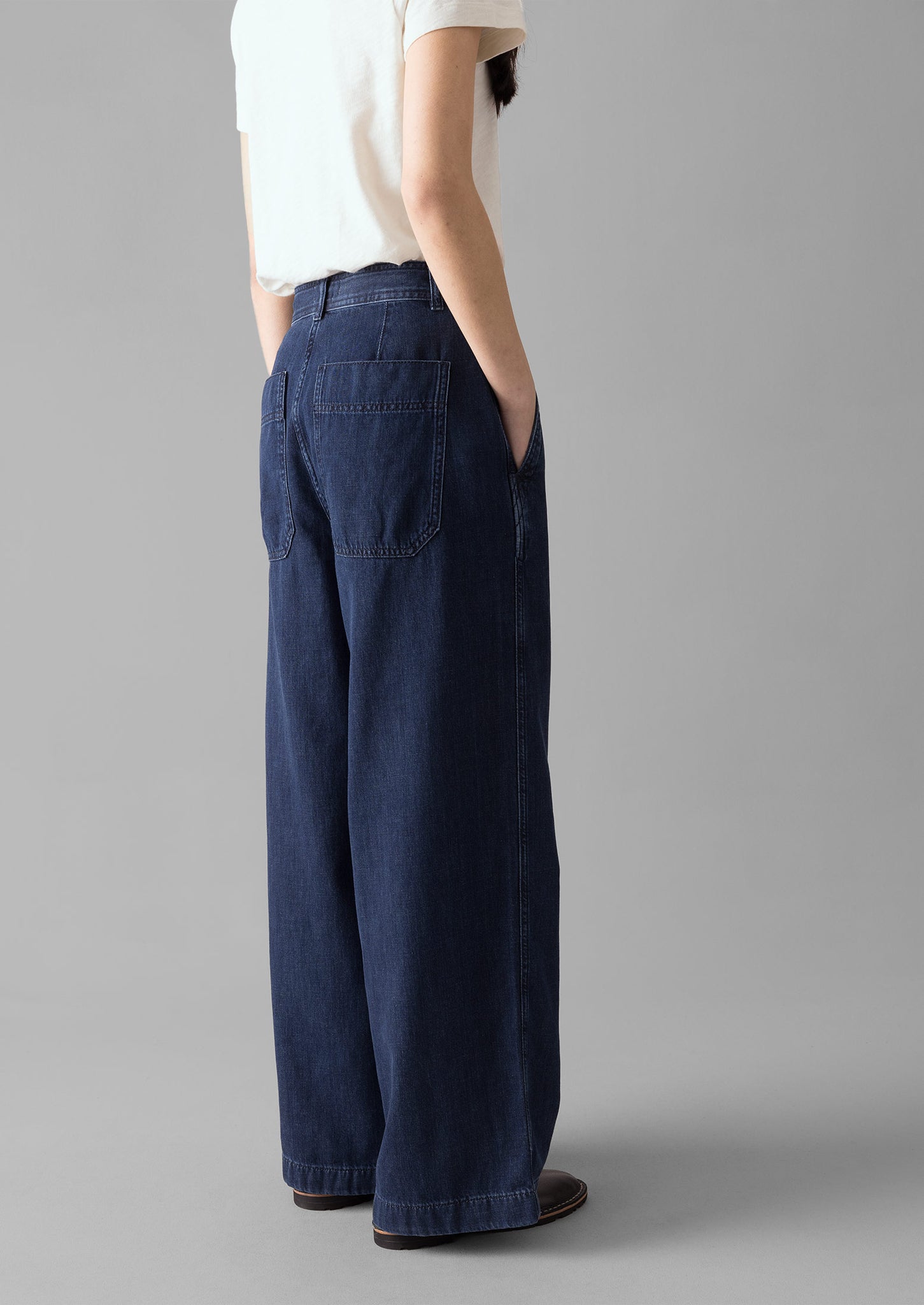 Seren Flat Front Indigo Denim Trousers | Indigo