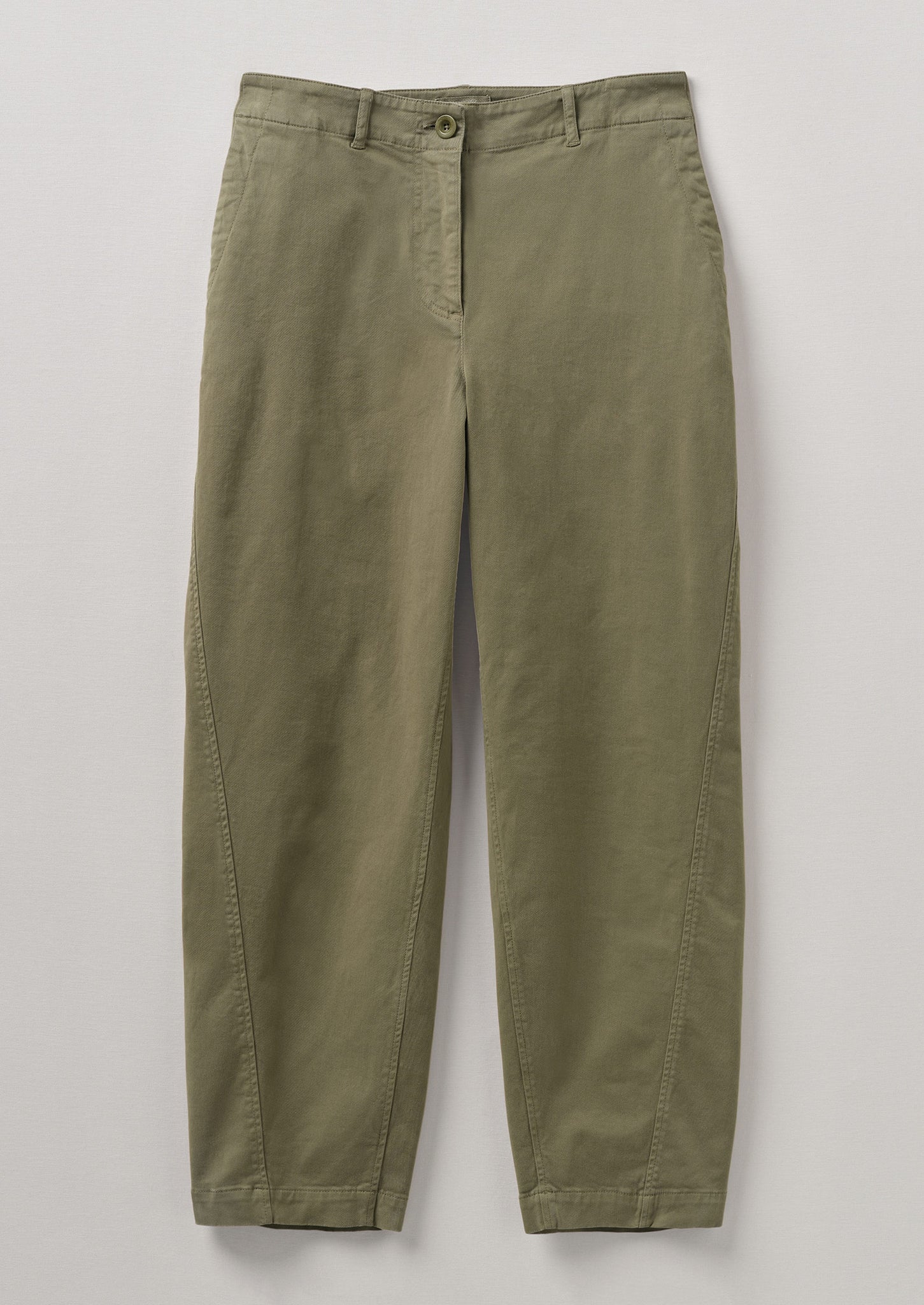 Forward Seam Cotton Twill Trousers, Khaki