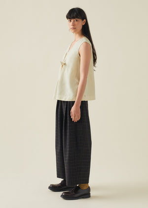 Jude Grid Check Wool Trousers | Navy/Multi