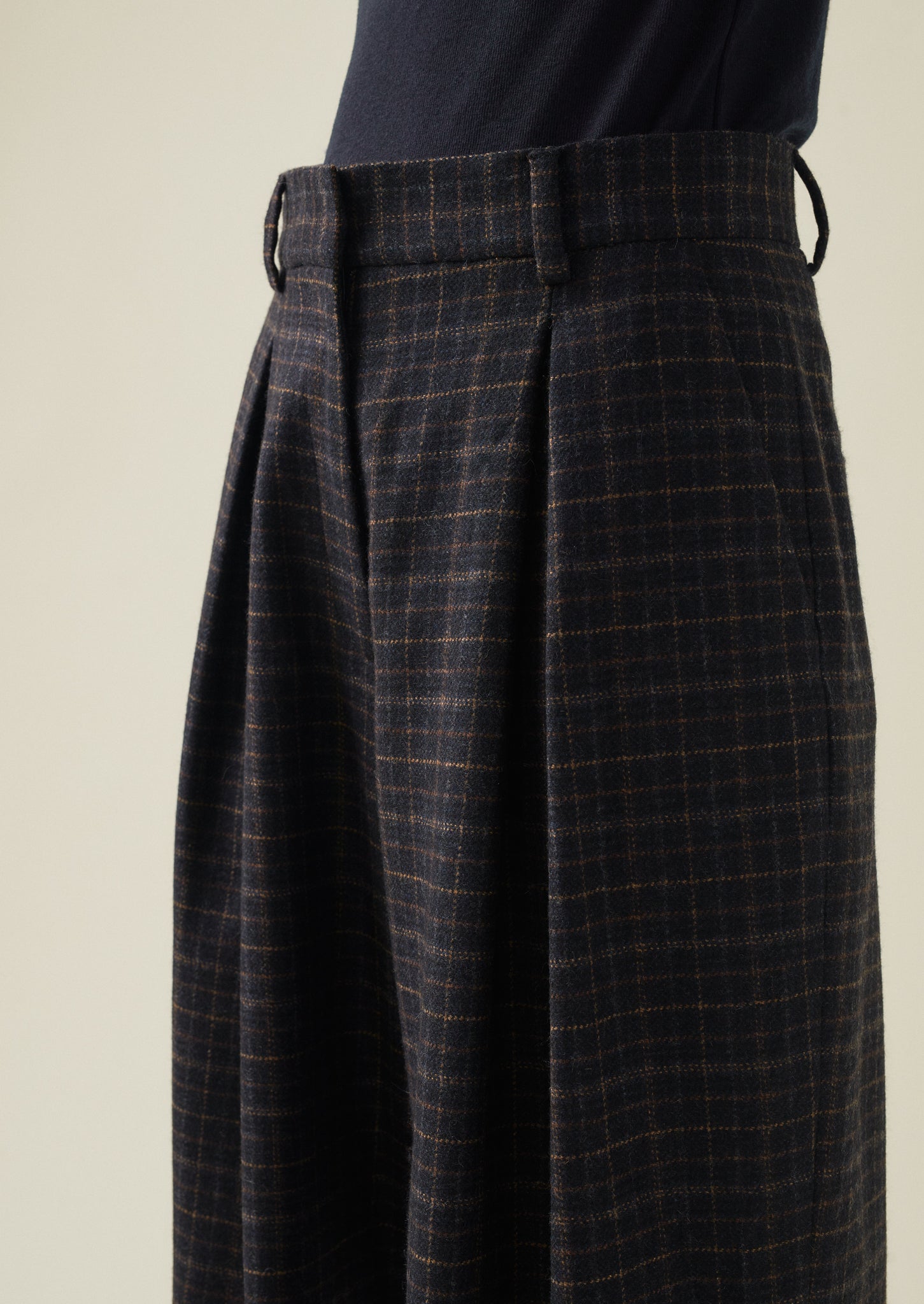 Jude Grid Check Wool Trousers | Navy/Multi