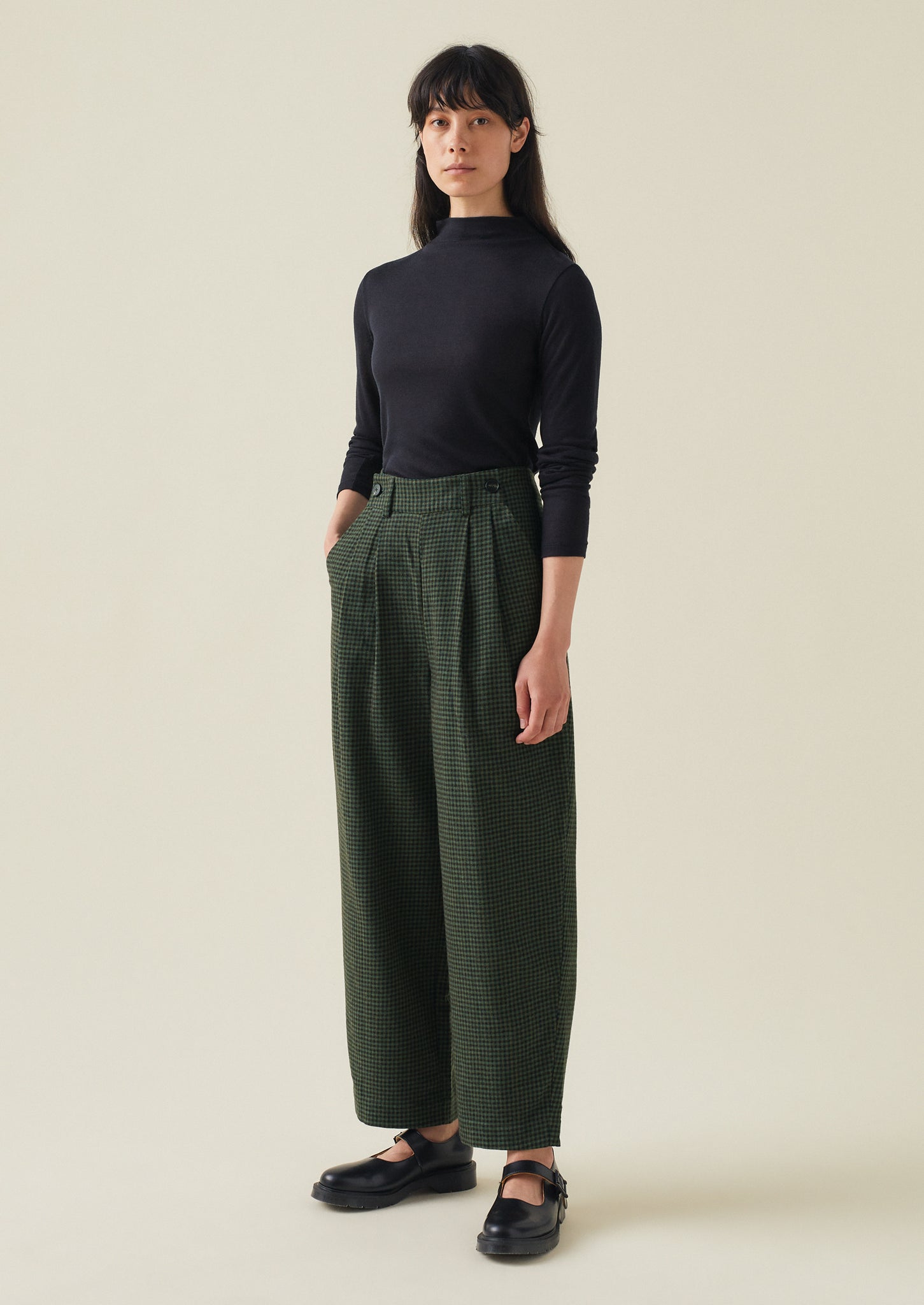 trousers in twill wool and viscose with crystal detailing | forte_forte