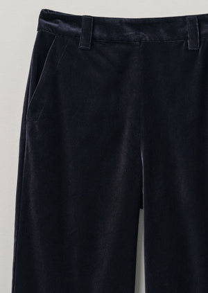 Kick Flare Cotton Velvet Trousers, Night