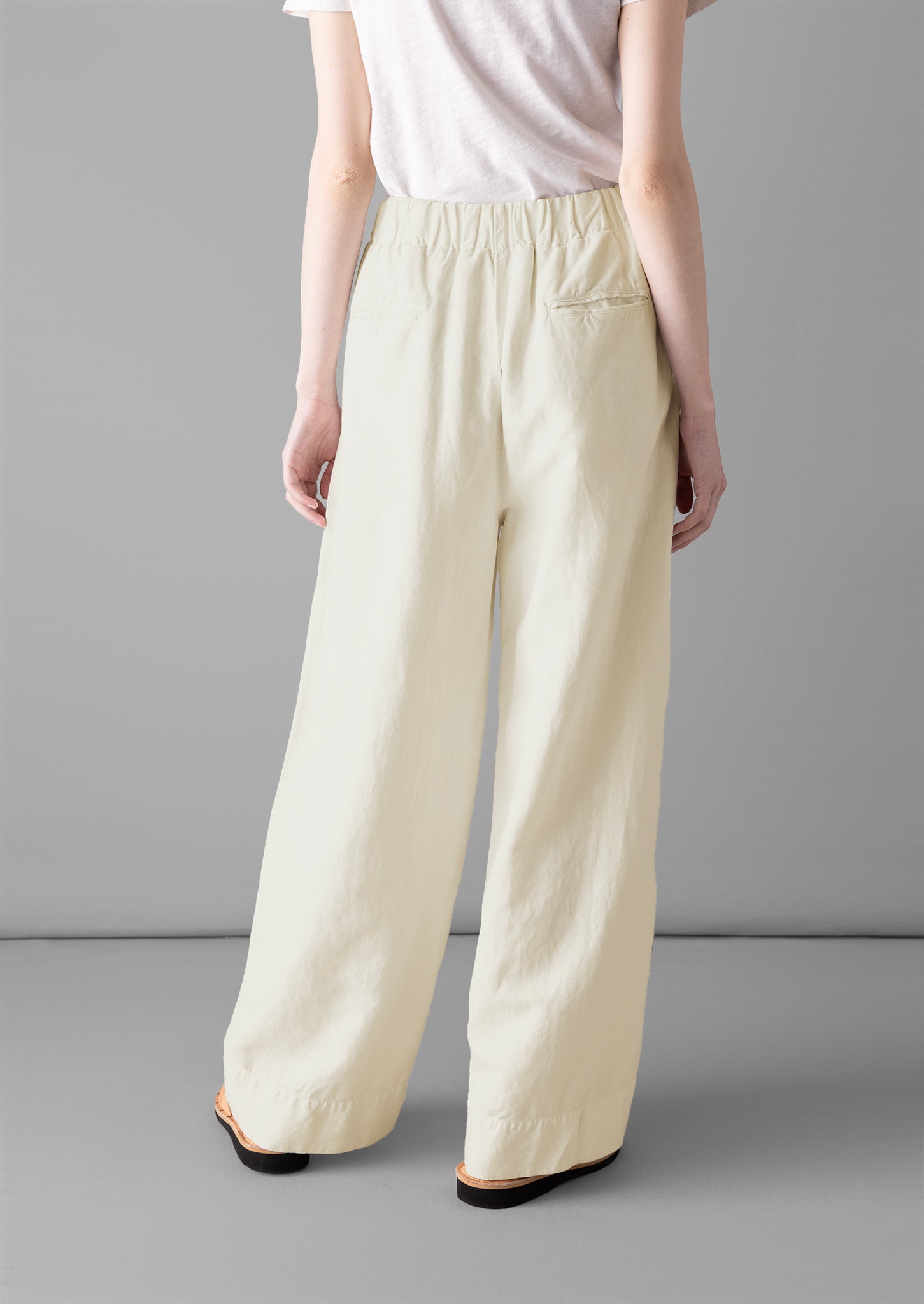 Cotton Linen Wide Leg Trousers | Parchment