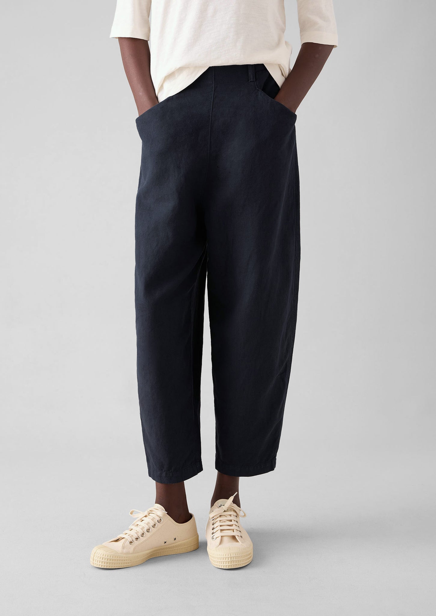 Alix Cotton Linen Trousers | Slate Navy