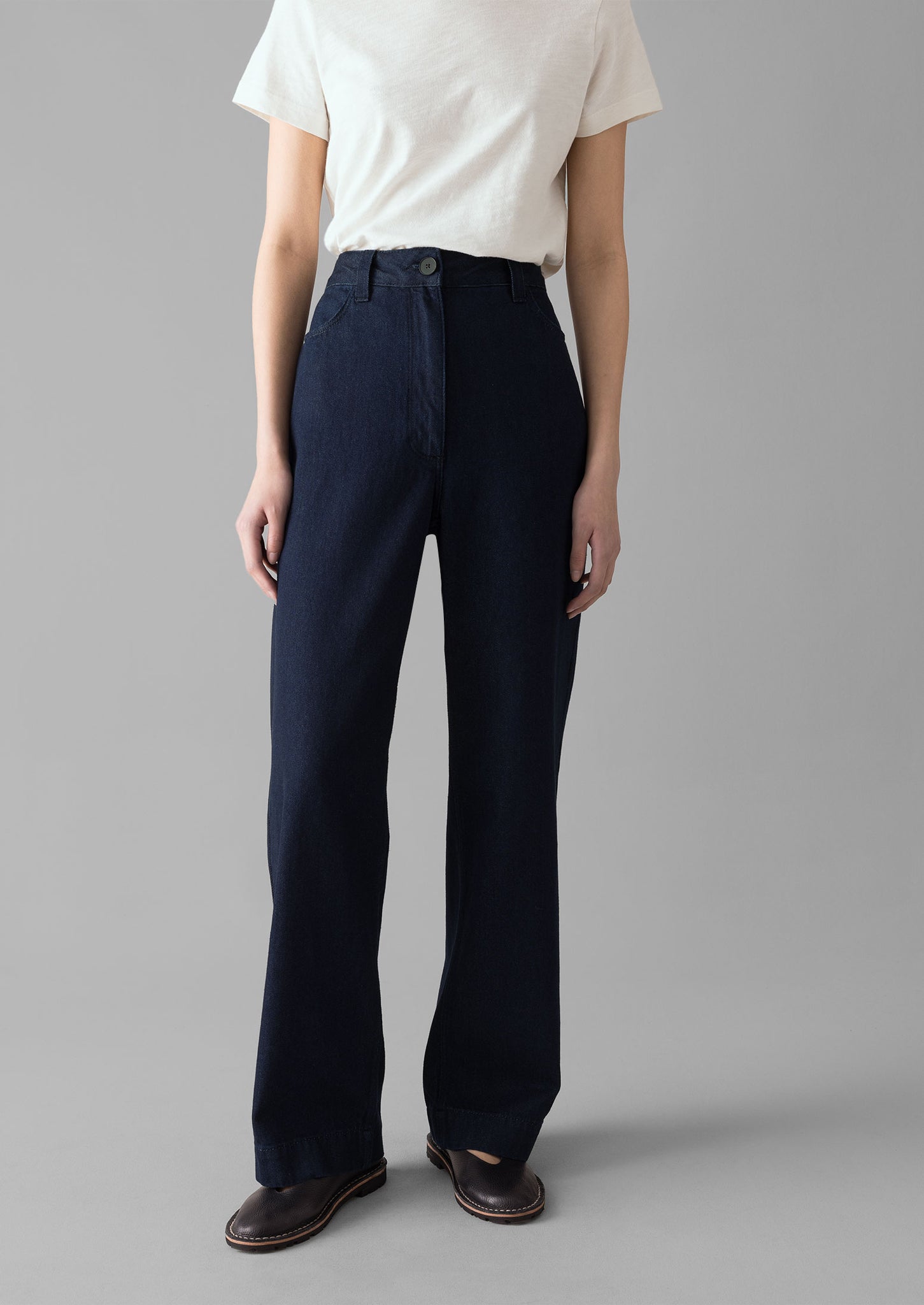 Indigo Denim Straight Leg Trousers | Indigo