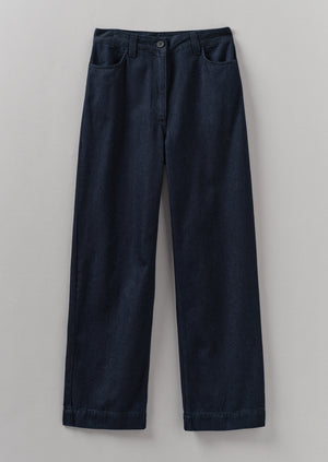 Indigo Denim Straight Leg Trousers | Indigo