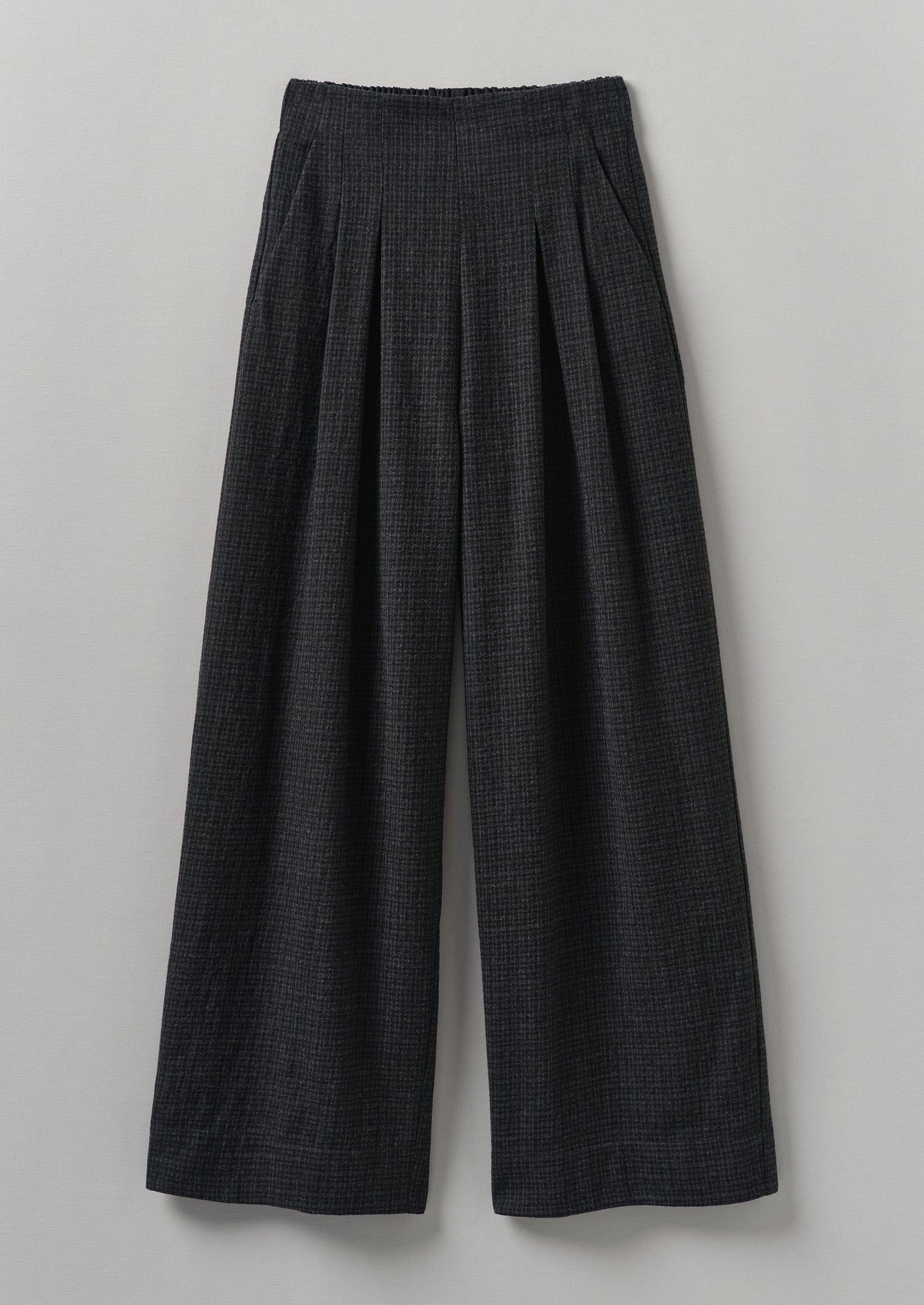 Cotton Wool Pleat Front Trousers | Carbon