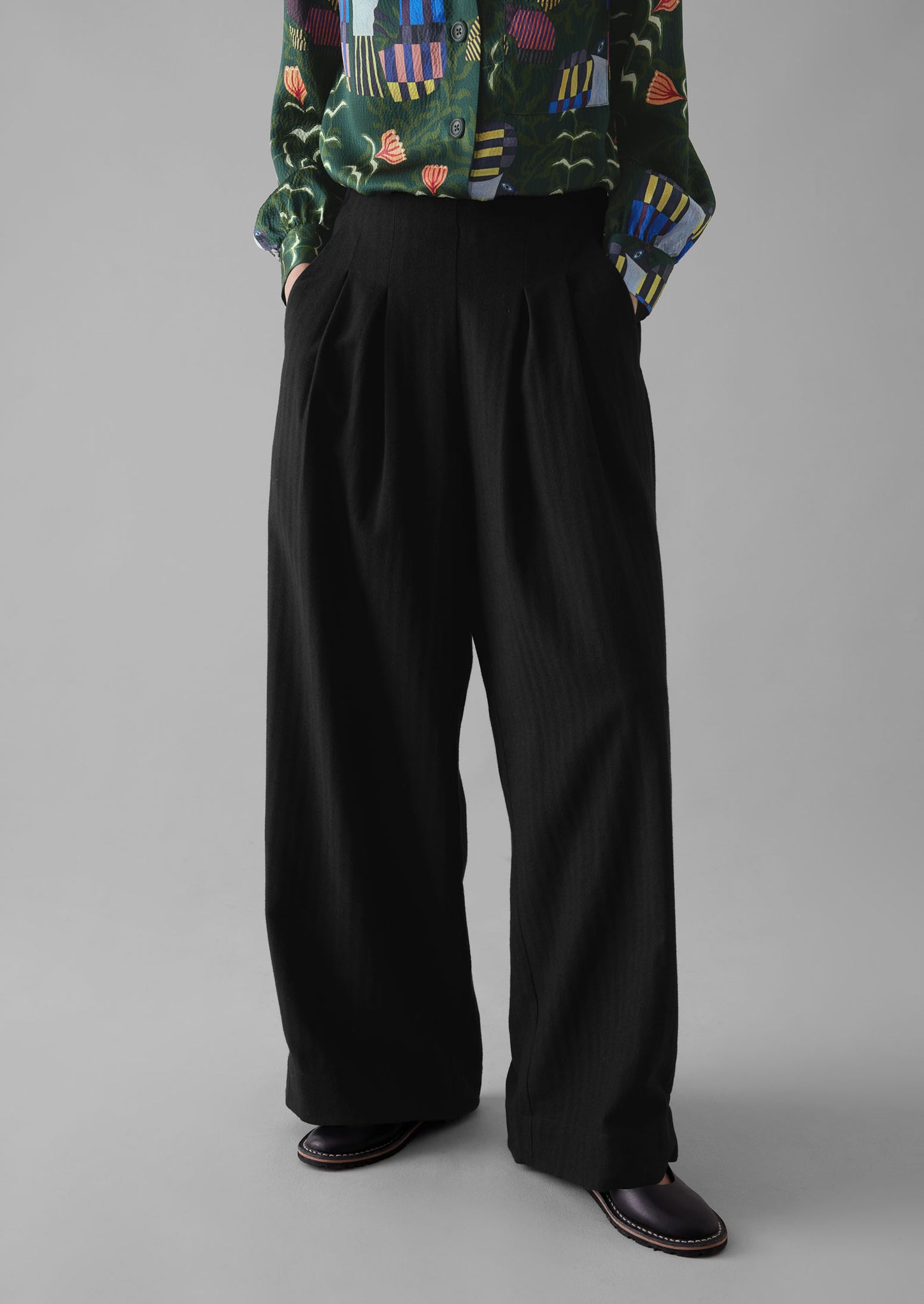 Black wide leg cotton pants hotsell