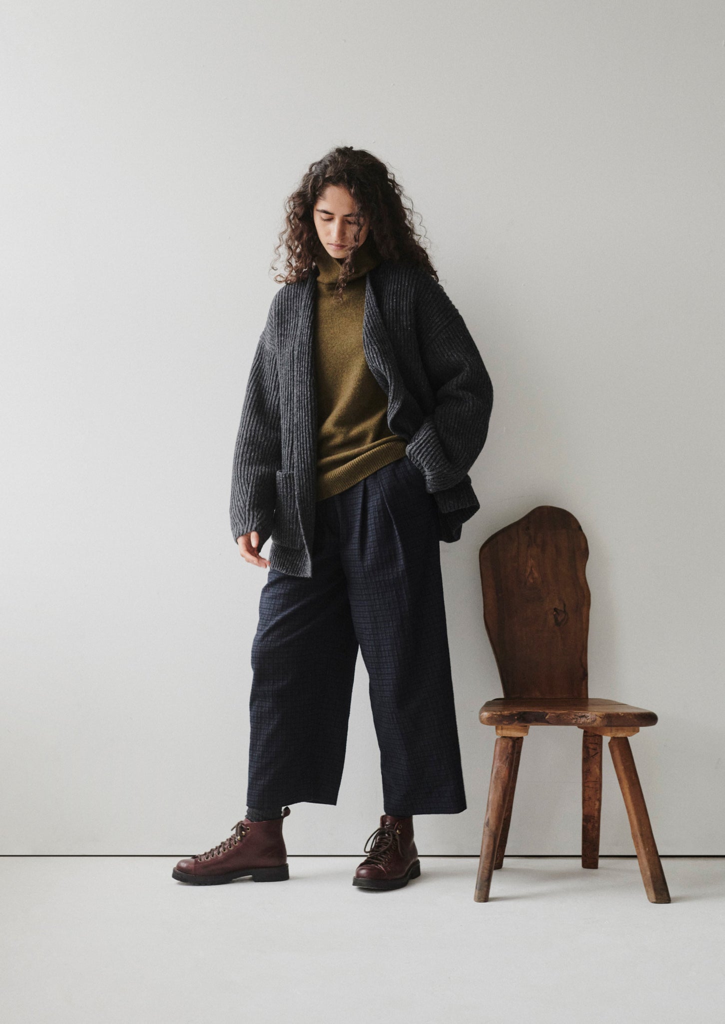 Jude Check Wool Trousers | Slate Blue