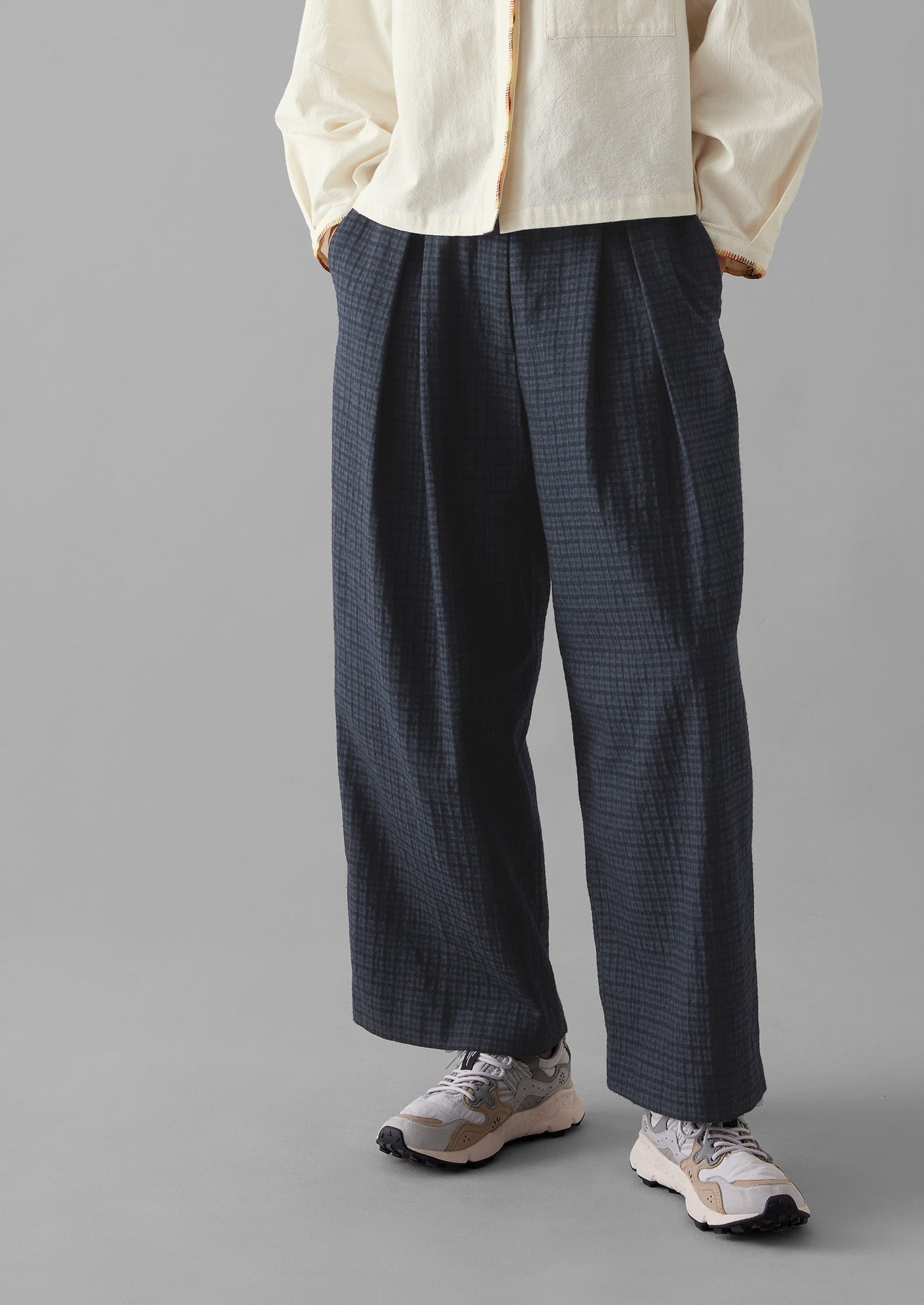 Jude Check Wool Trousers | Slate Blue