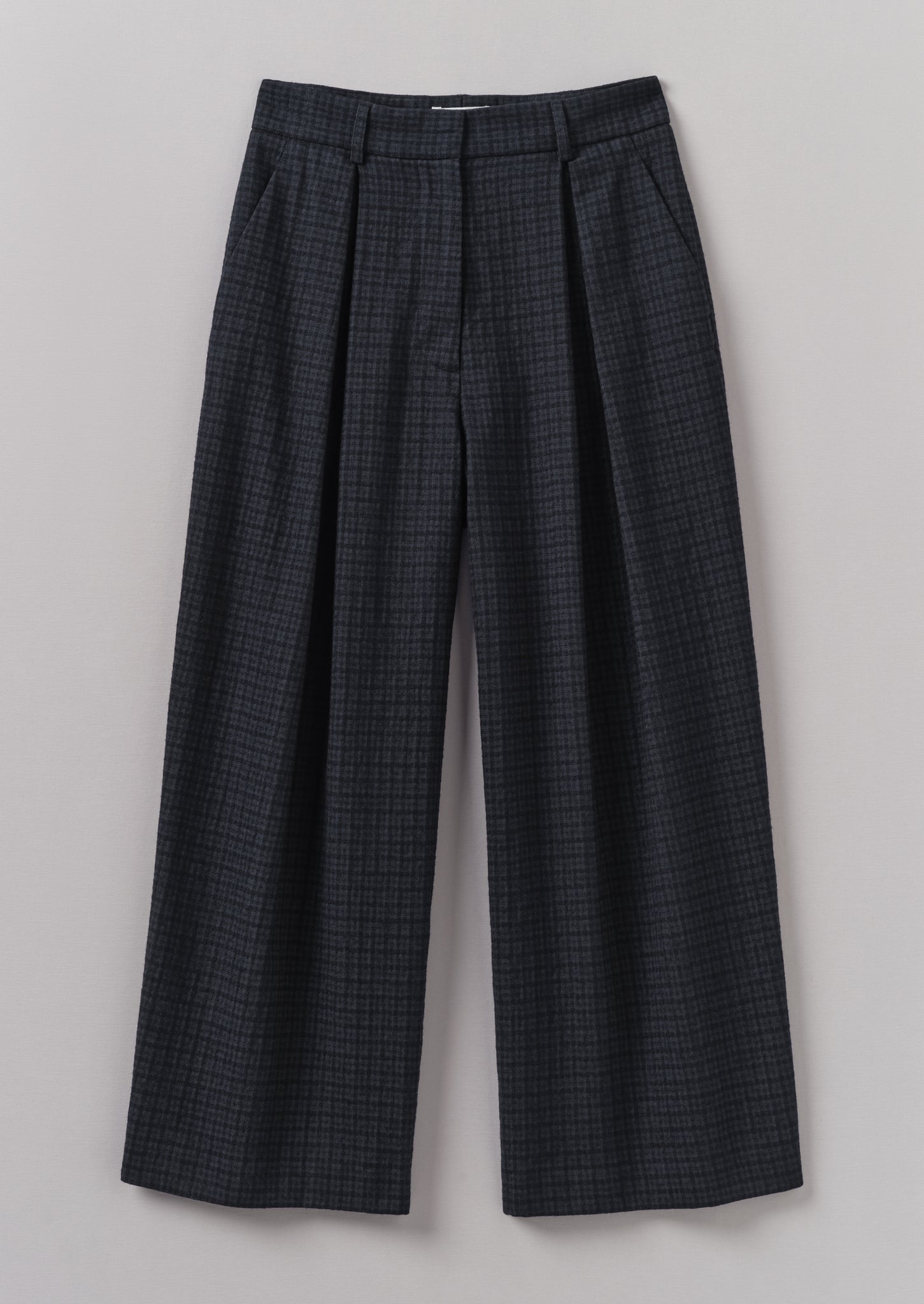 Jude Check Wool Trousers | Slate Blue