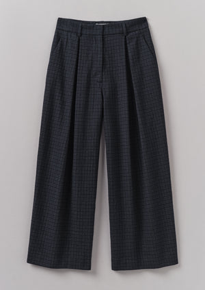 Jude Check Wool Trousers | Slate Blue