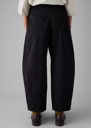 Twisted Seam Cotton Linen Trousers | Black