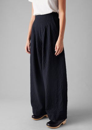 Corinne Herringbone Wide Leg Trousers | Navy