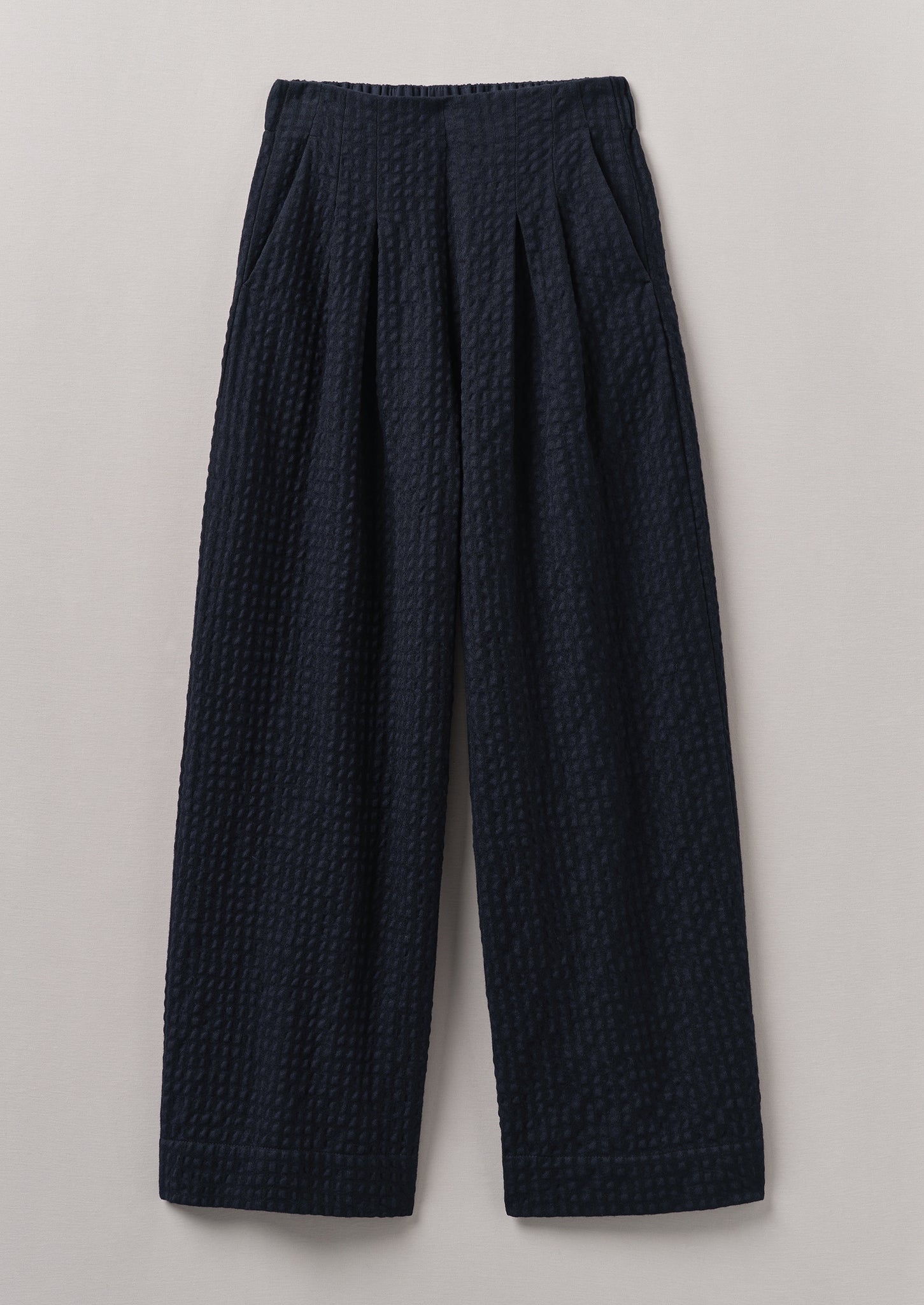 Corinne Herringbone Wide Leg Trousers | Navy