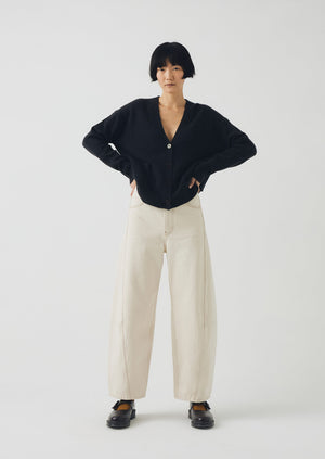 Sculptural Seamed Denim Trousers | Ecru