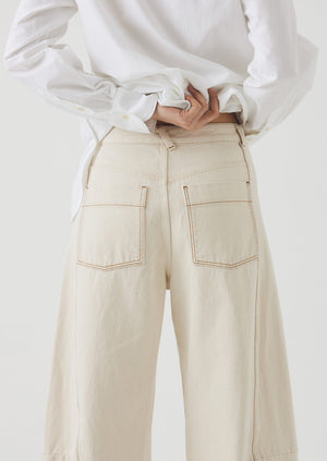 Sculptural Seamed Denim Trousers | Ecru