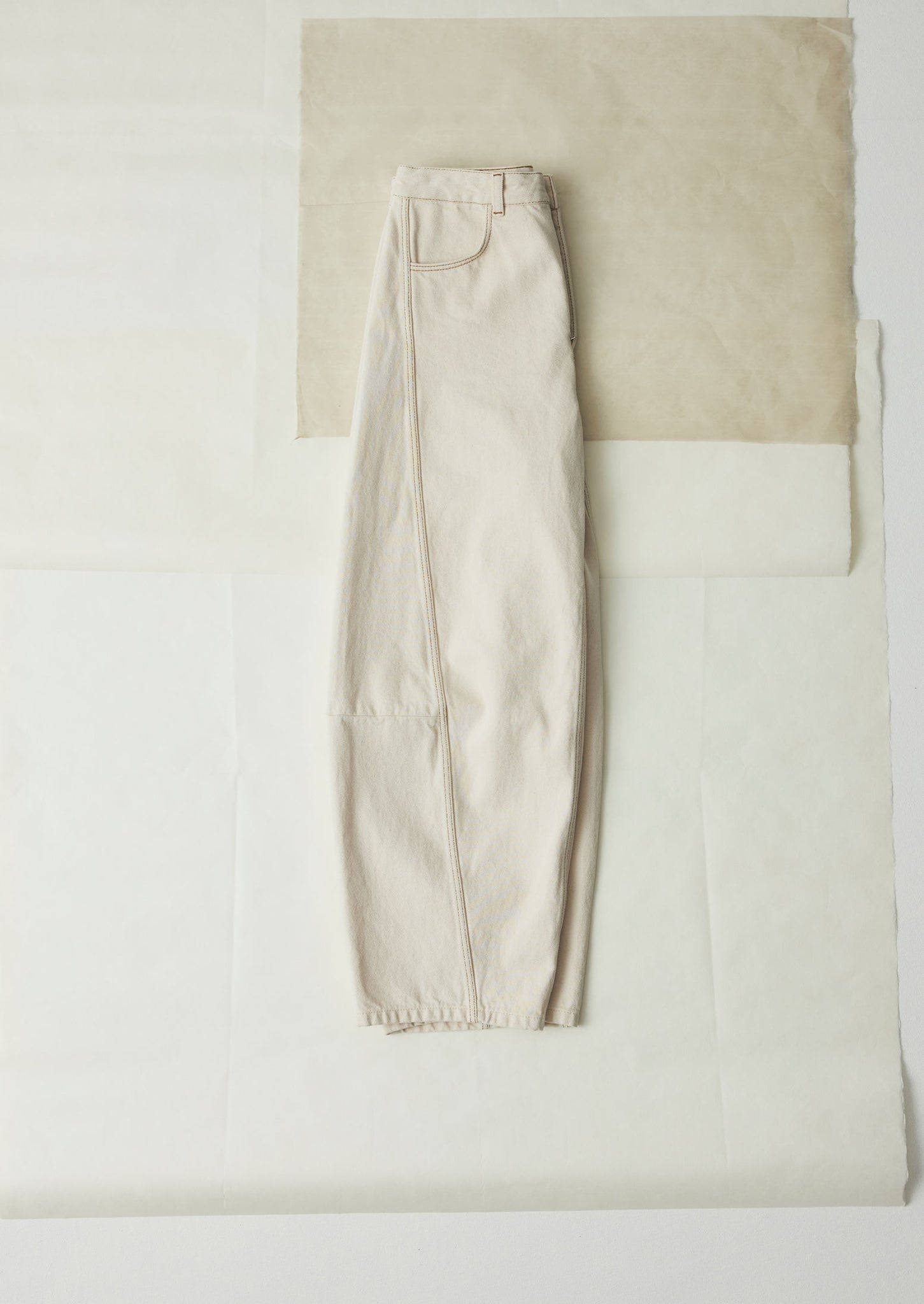 Sculptural Seamed Denim Trousers | Ecru