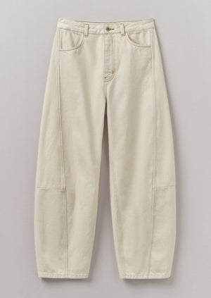 Sculptural Seamed Ecru Denim Trousers | Ecru