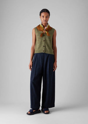 Hemp Cotton Canvas Trousers | Dark Chambray Blue