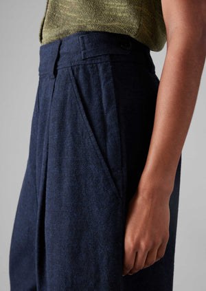 Hemp Cotton Canvas Trousers | Dark Chambray Blue