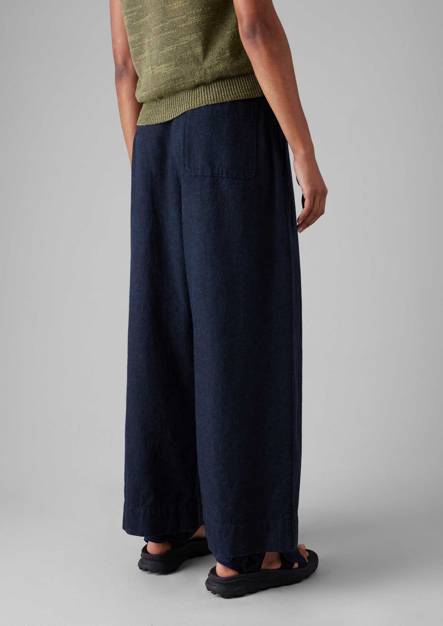 Hemp Cotton Canvas Trousers | Dark Chambray Blue