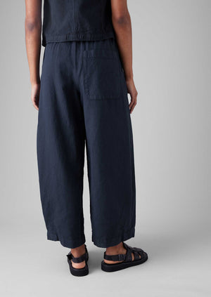 Cotton Linen Canvas Wide Leg Trousers | Anthracite