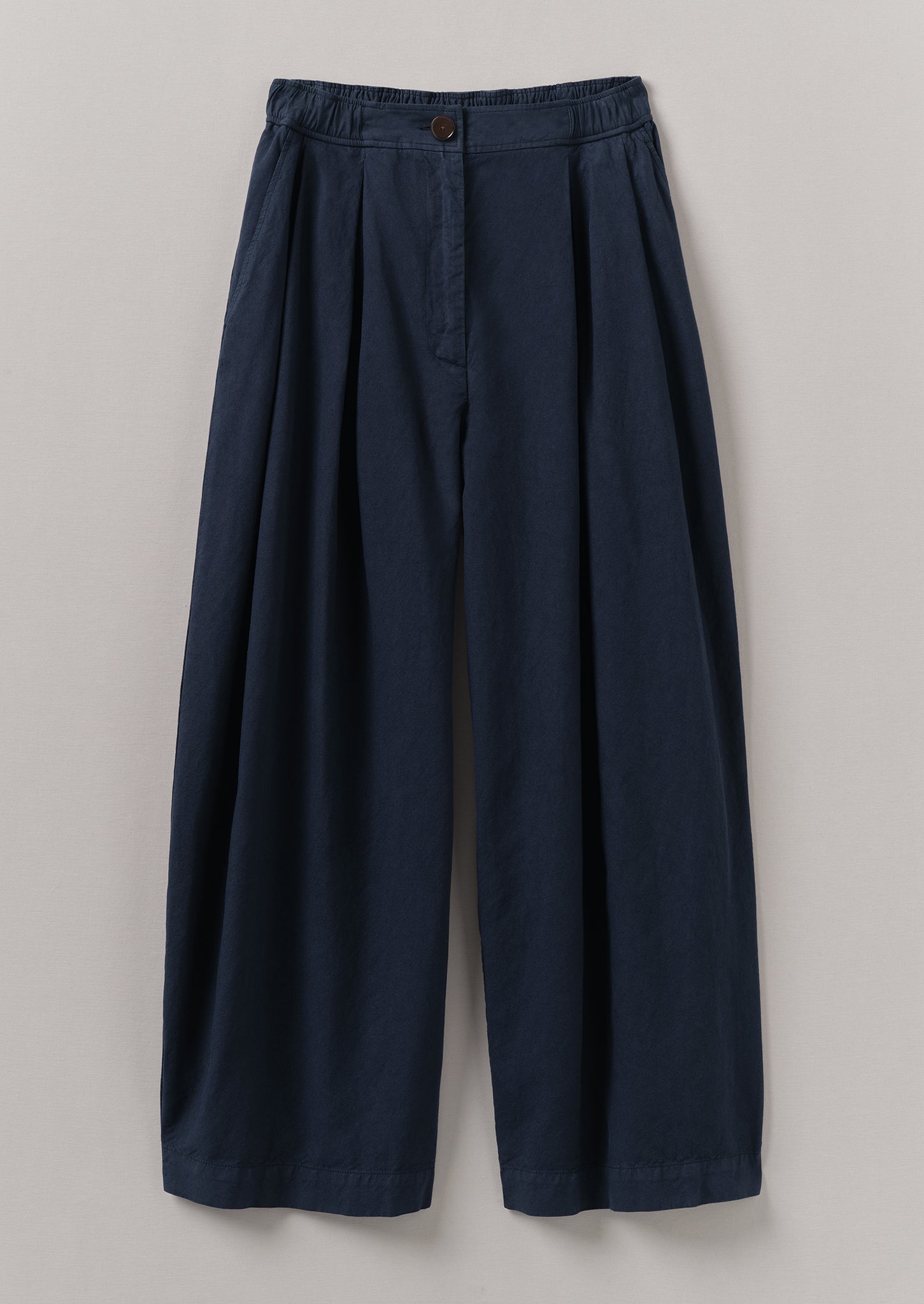 Cotton Linen Canvas Wide Leg Trousers | Anthracite