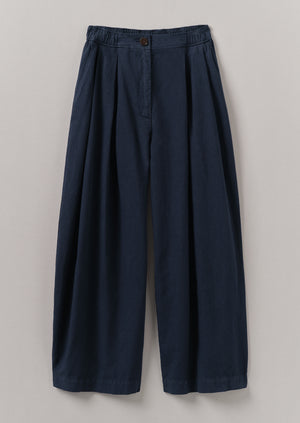 Cotton Linen Canvas Wide Leg Trousers | Anthracite