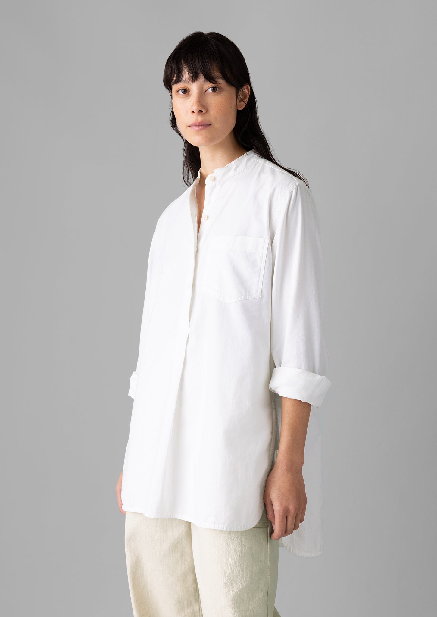 White Cotton and Linen Oxford Western Shirt Shirt