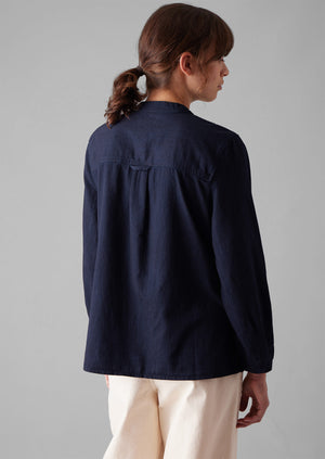 Front Pocket Soft Indigo Twill Shirt | Indigo