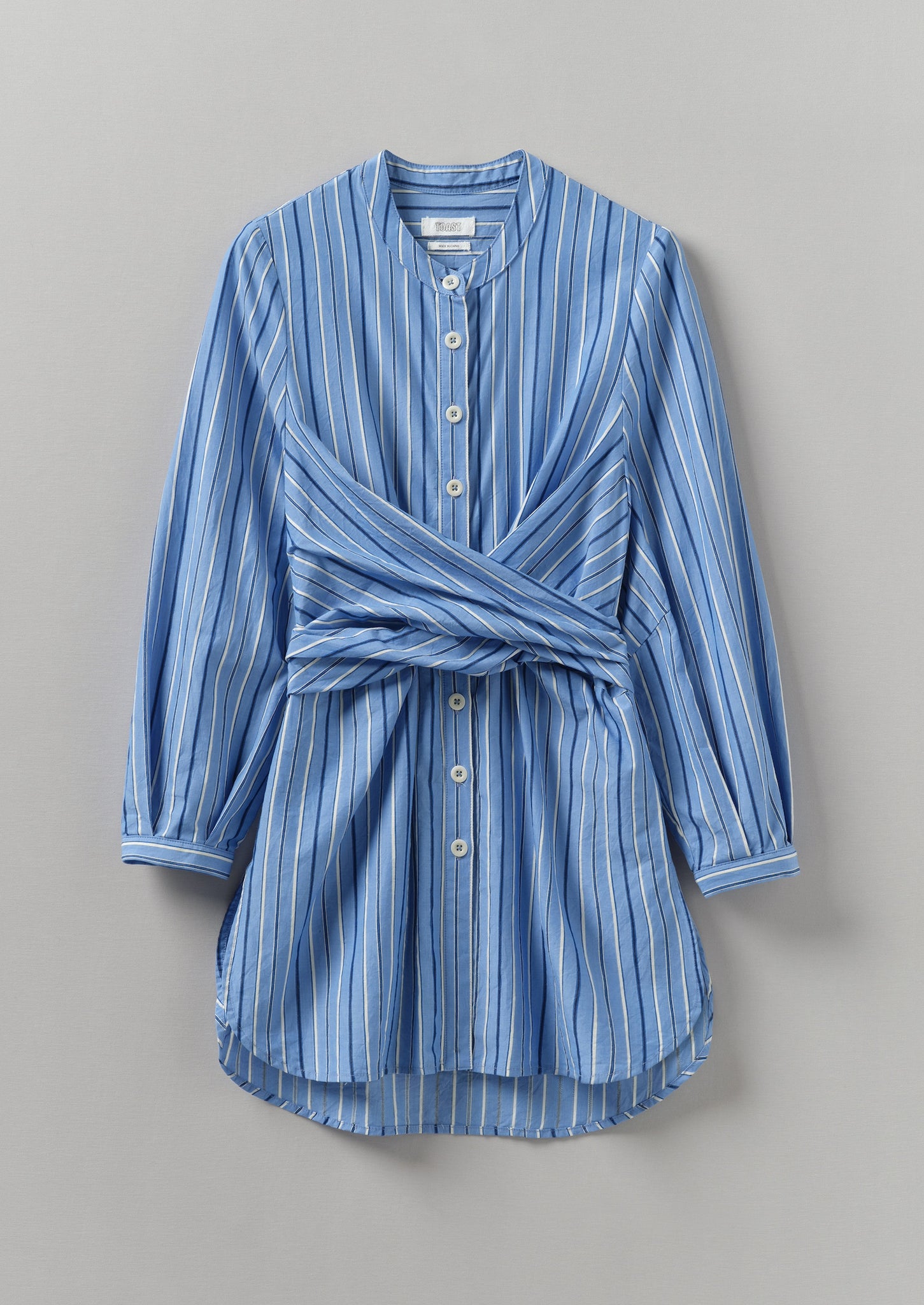 Stripe Poplin Wrap Front Shirt | Sodalite Blue