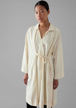 Textured Cotton Poplin Wrap Shirt | Ecru