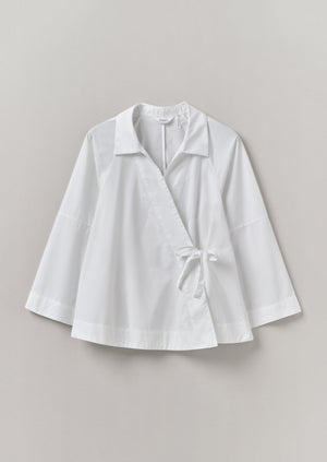 Cotton Poplin Wrap Shirt | Paper White