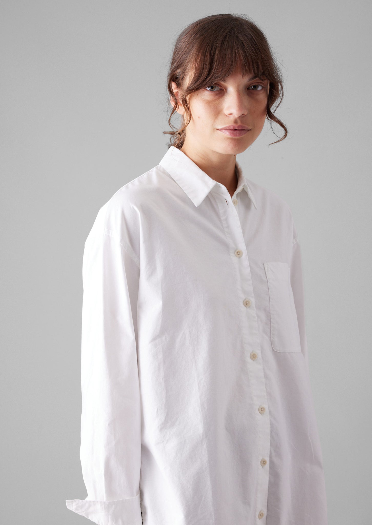 Cotton Oxford Oversized Long Shirt | White