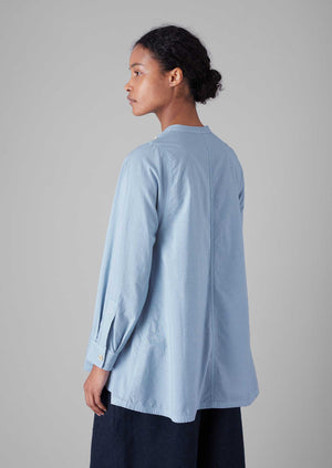 Raised Stripe Cotton Poplin Shirt | Sky Blue