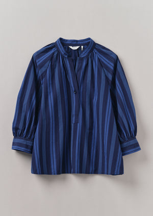 Catrin Cotton Stripe Raglan Shirt | Royal Blue