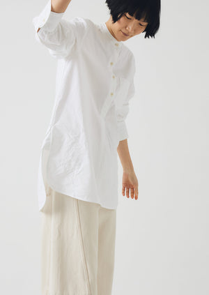 Taro Cotton Oxford Long Shirt | White