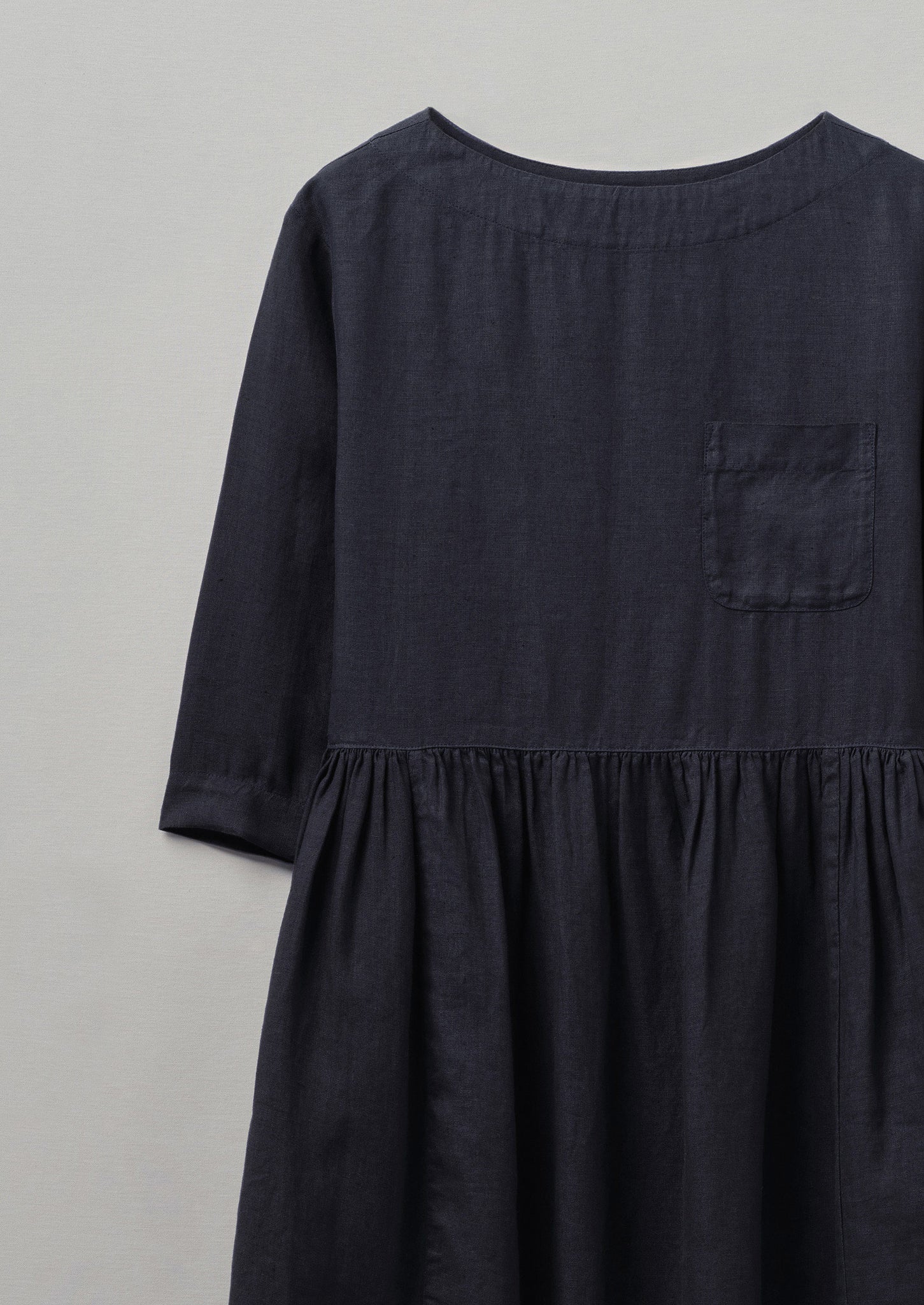 Boat Neck Garment Dyed Linen Dress | Midnight | TOAST