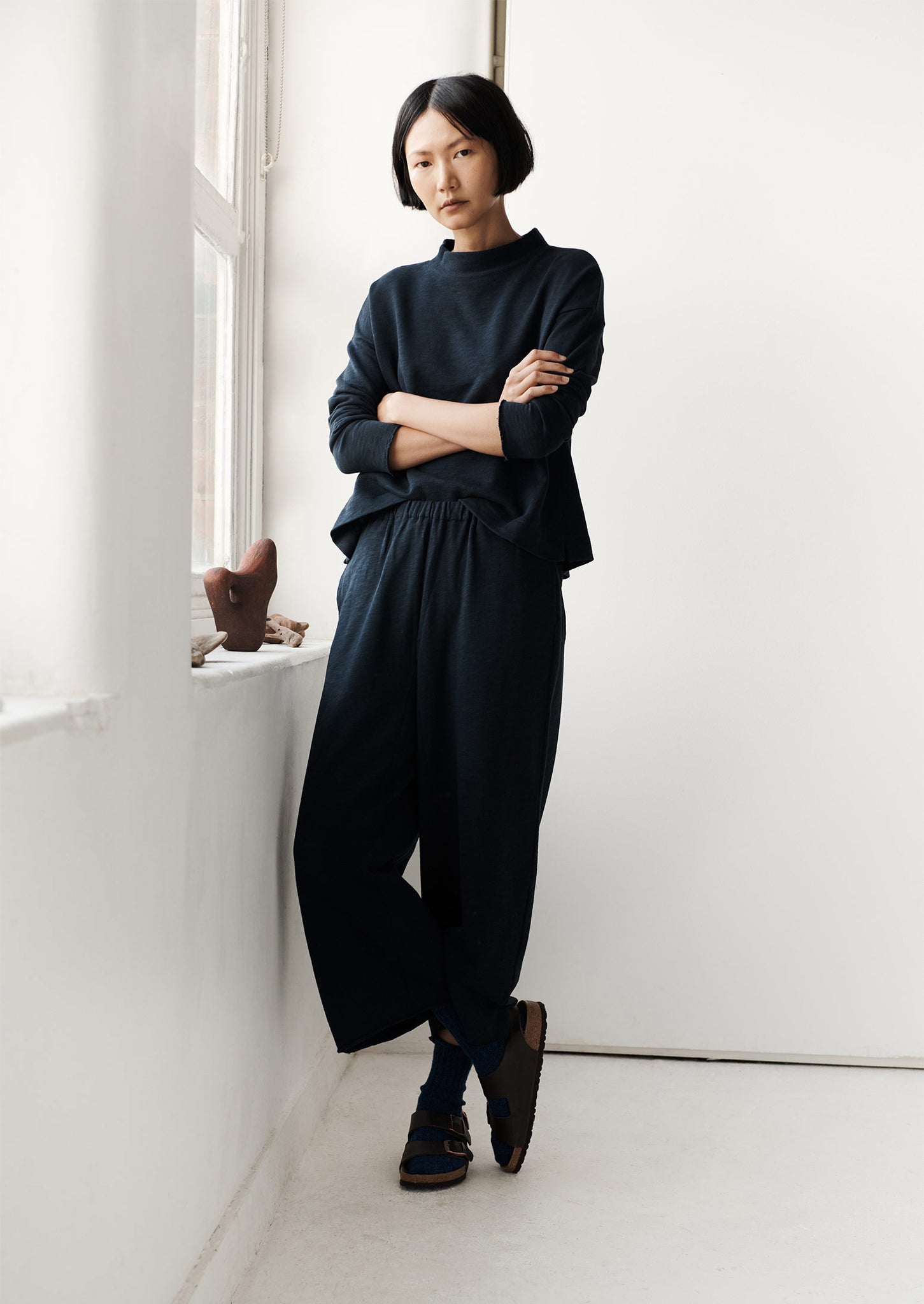 Loop Back Jersey Trousers | Midnight | TOAST