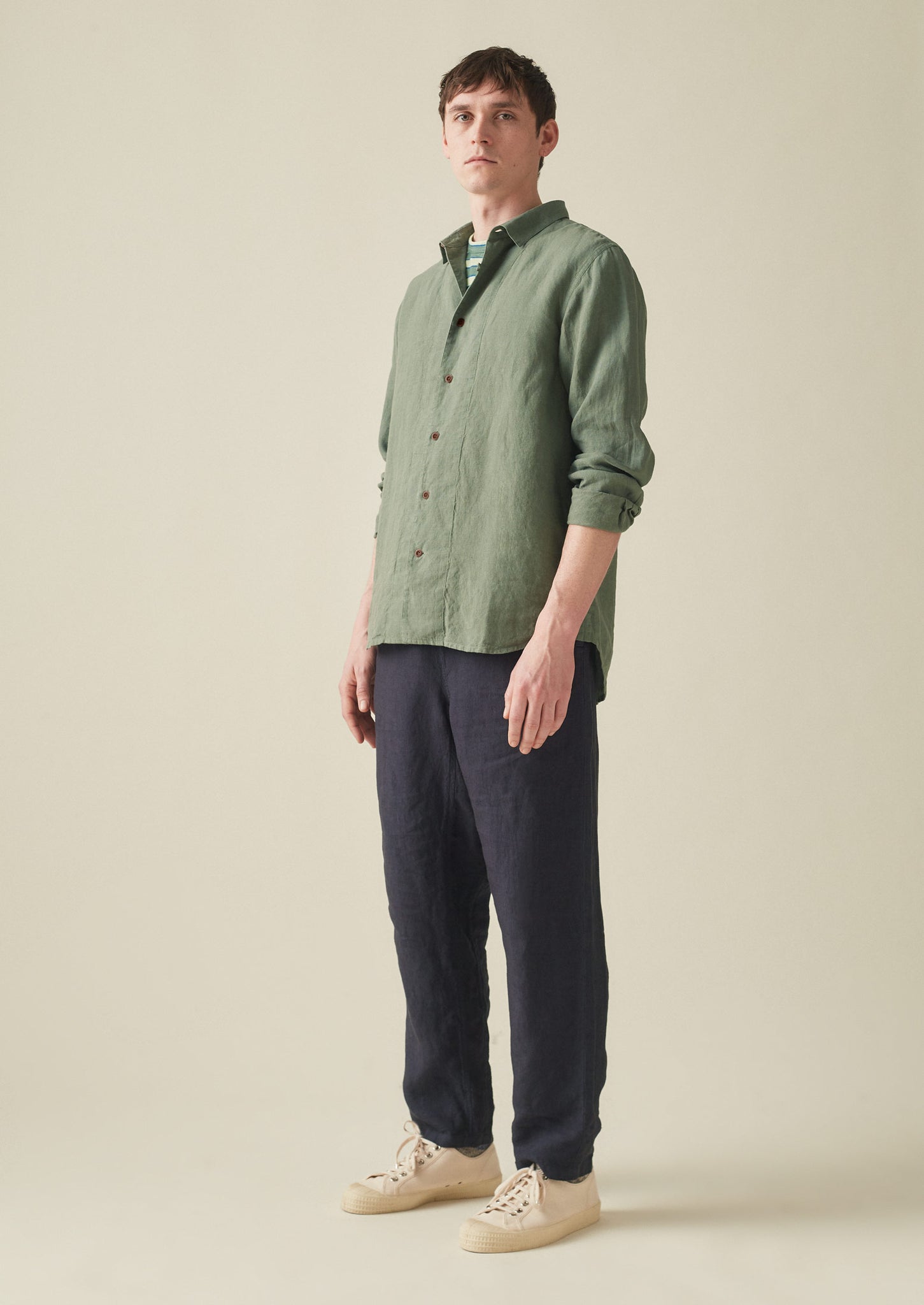 Loop Button Linen Shirt | Sage | TOAST