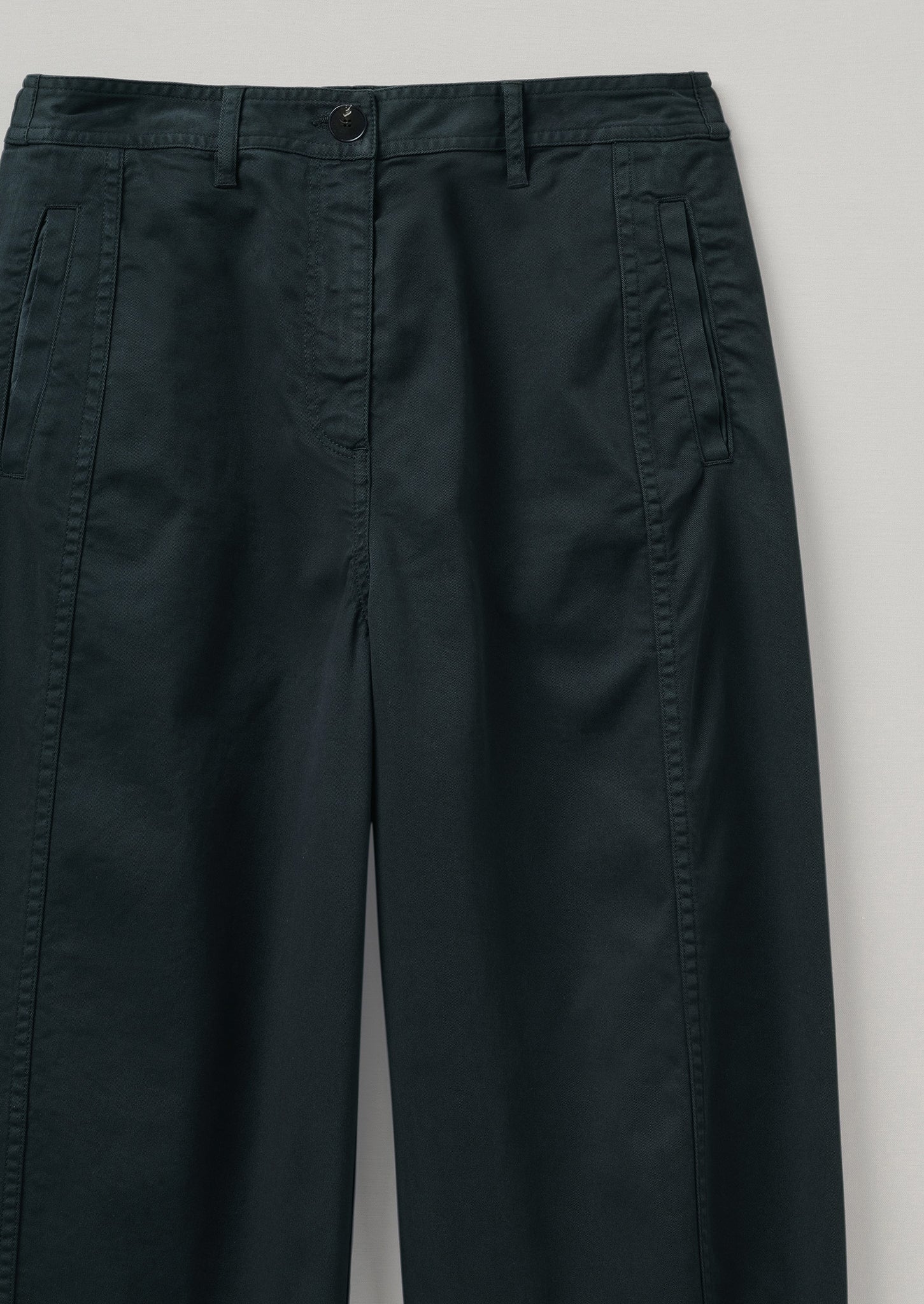 Kathe Flat Front Cotton Twill Trousers, Slate Navy