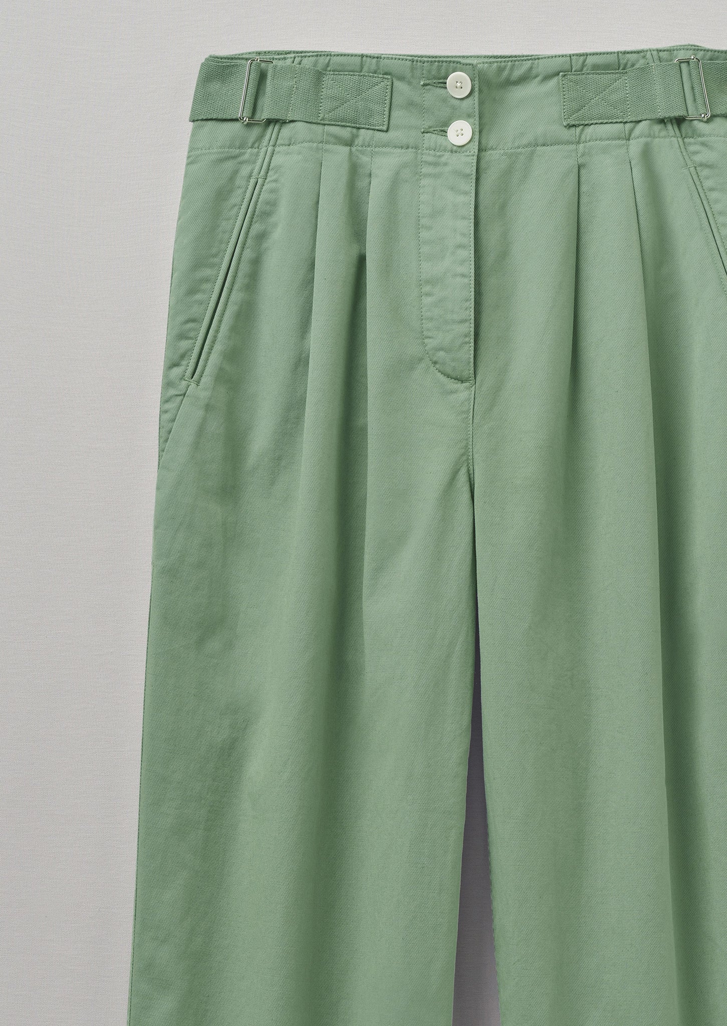 Side Tab Cotton Linen Twill Trousers | Herb | TOAST