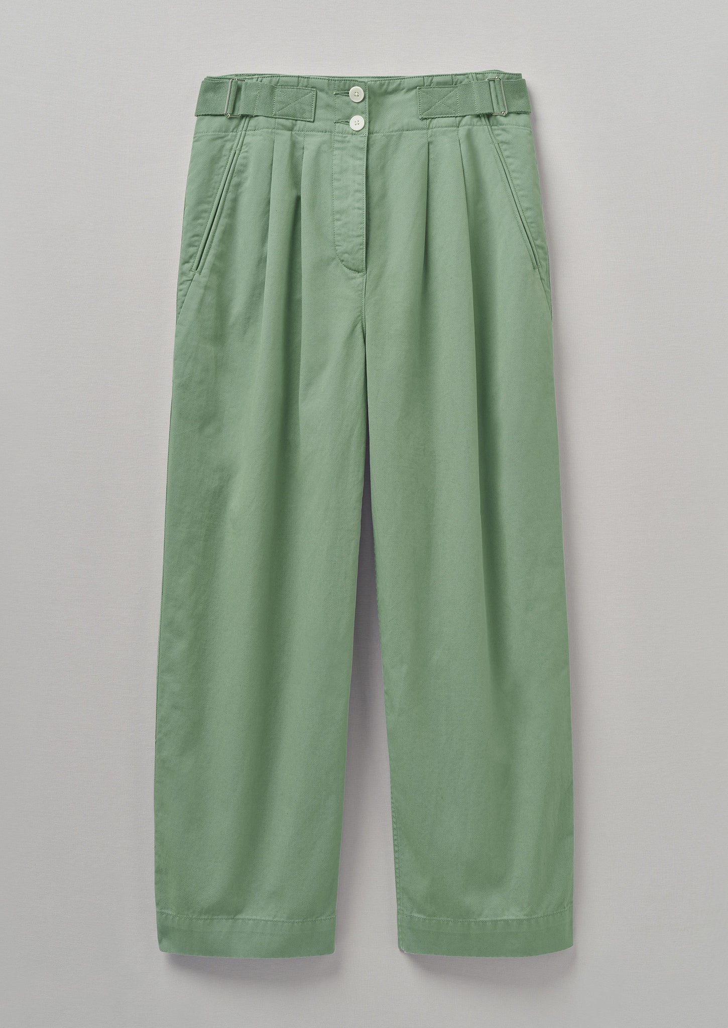 Side Tab Cotton Linen Twill Trousers | Herb | TOAST