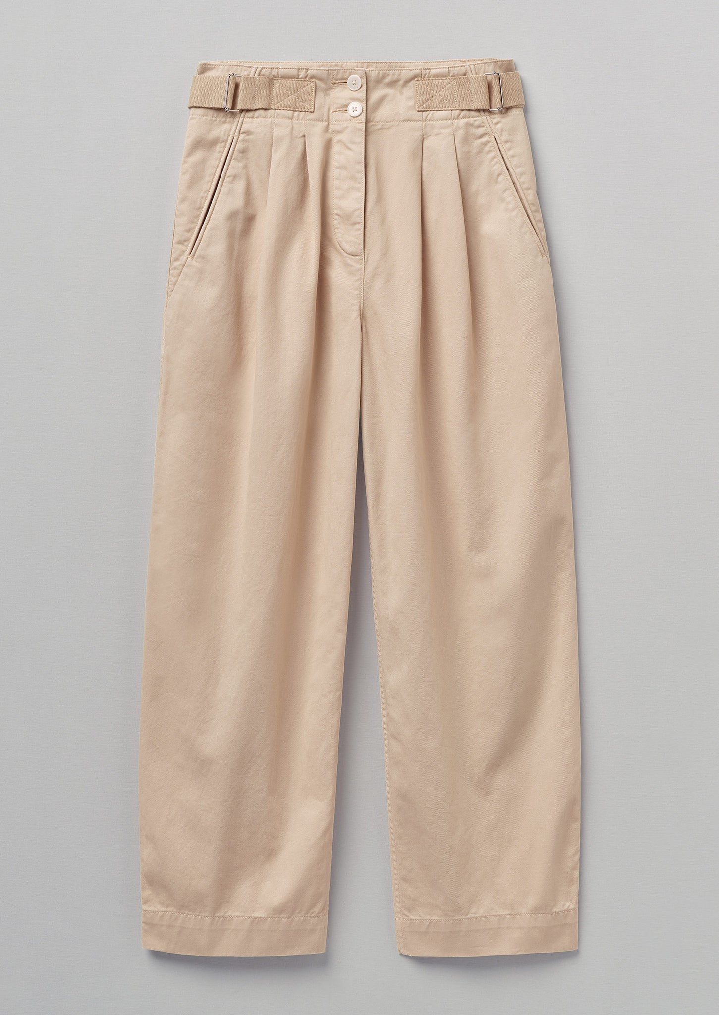 Side Tab Cotton Linen Twill Trousers | Shell | TOAST